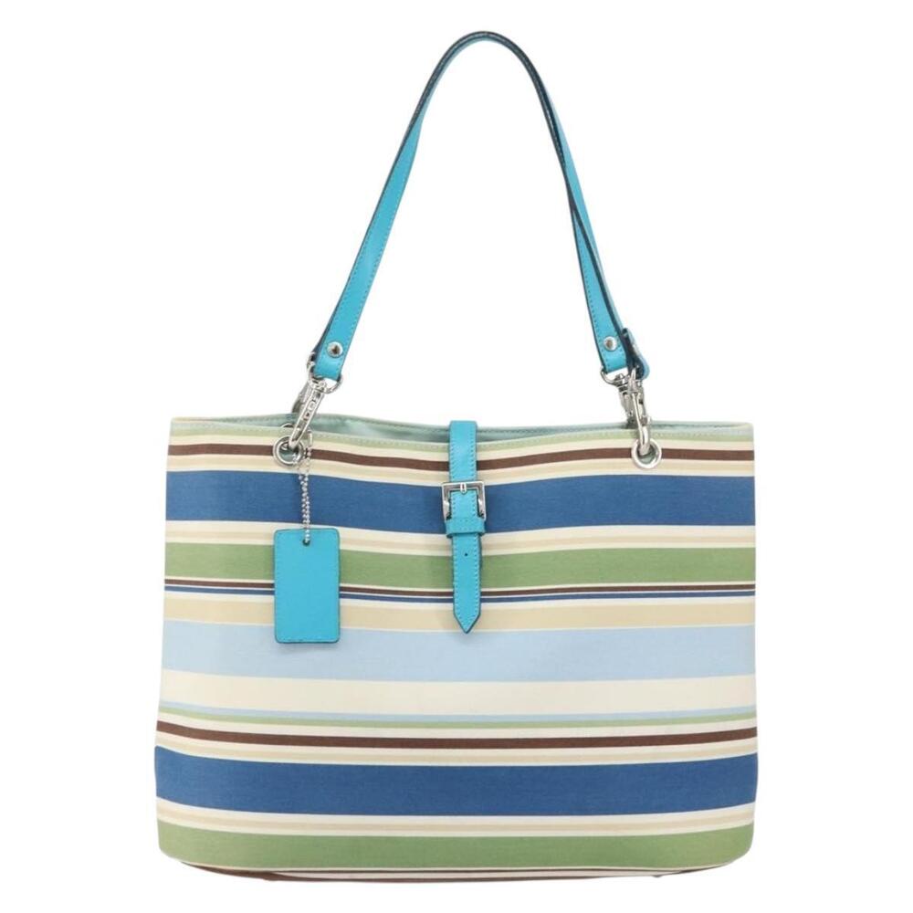 BURBERRY Tote Bag Canvas Blue Silver Auth 161168 - Picture 13 of 16